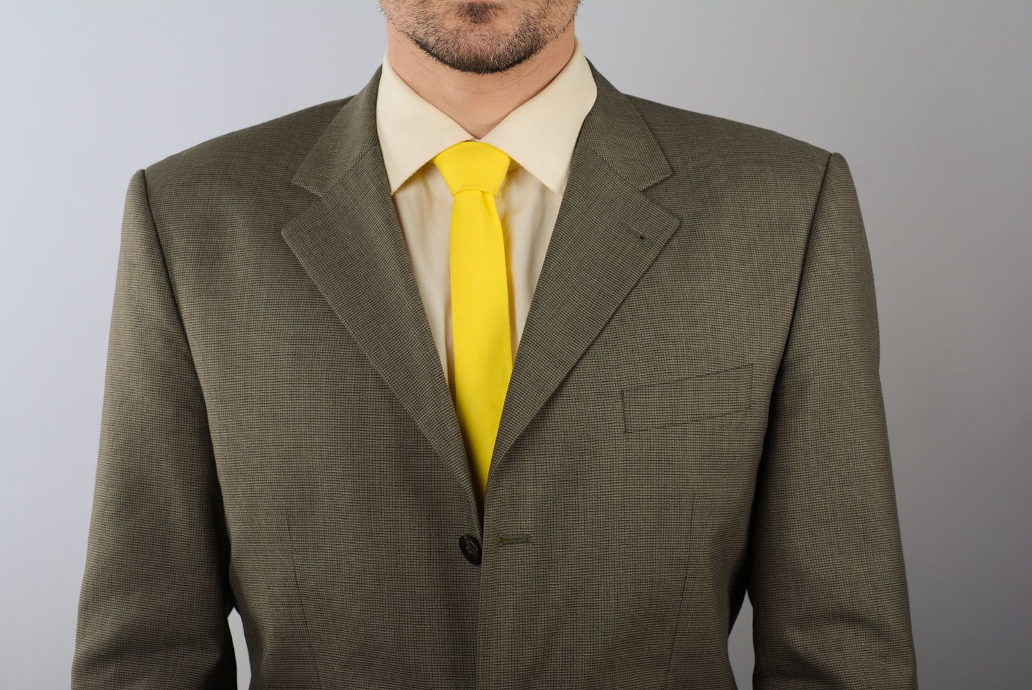 Cravate en lin jaune faite main photo 4