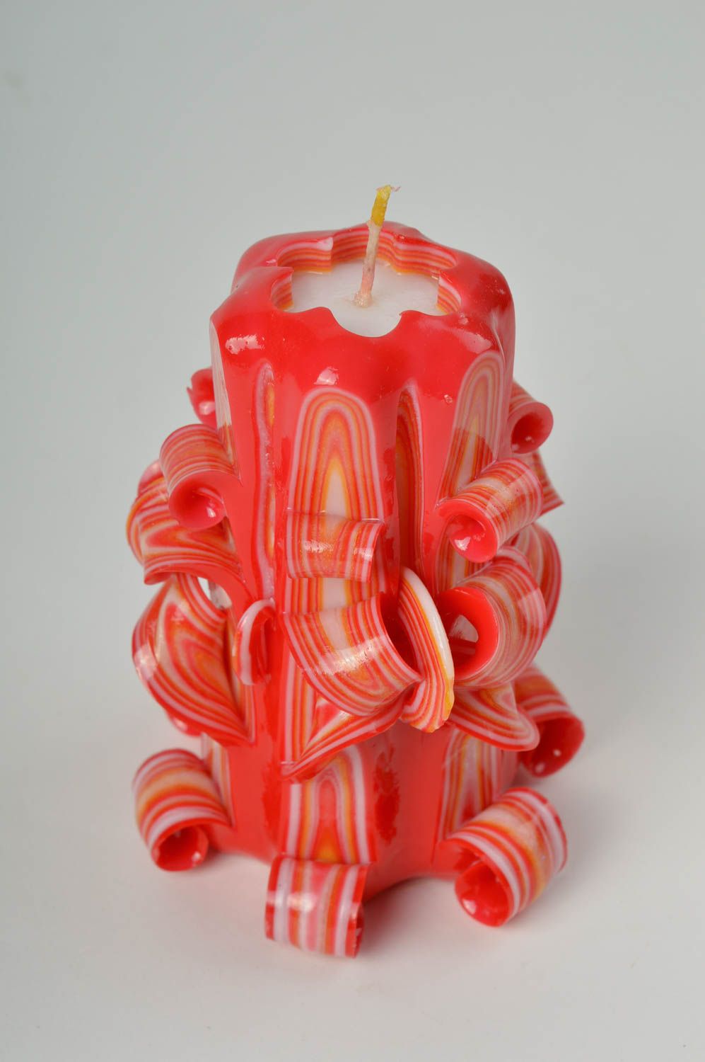 Vela hecha a mano color rojo decoración de casa vela de parafina original foto 3