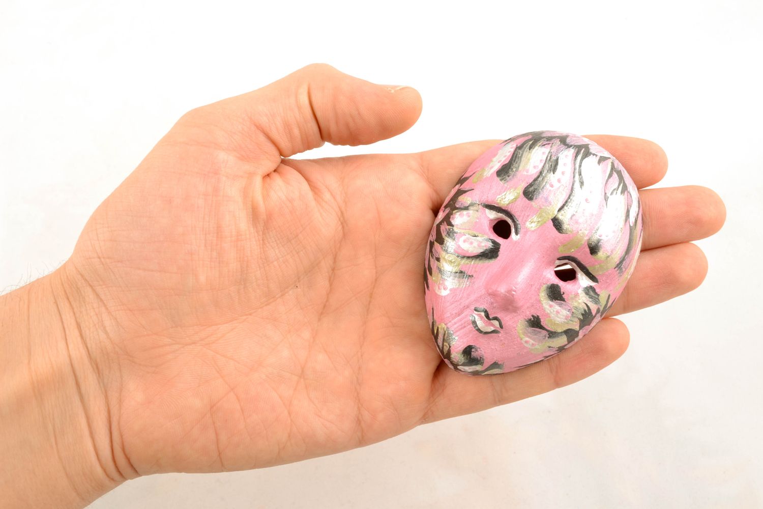Masque miniature à suspendre fait main rose  photo 2
