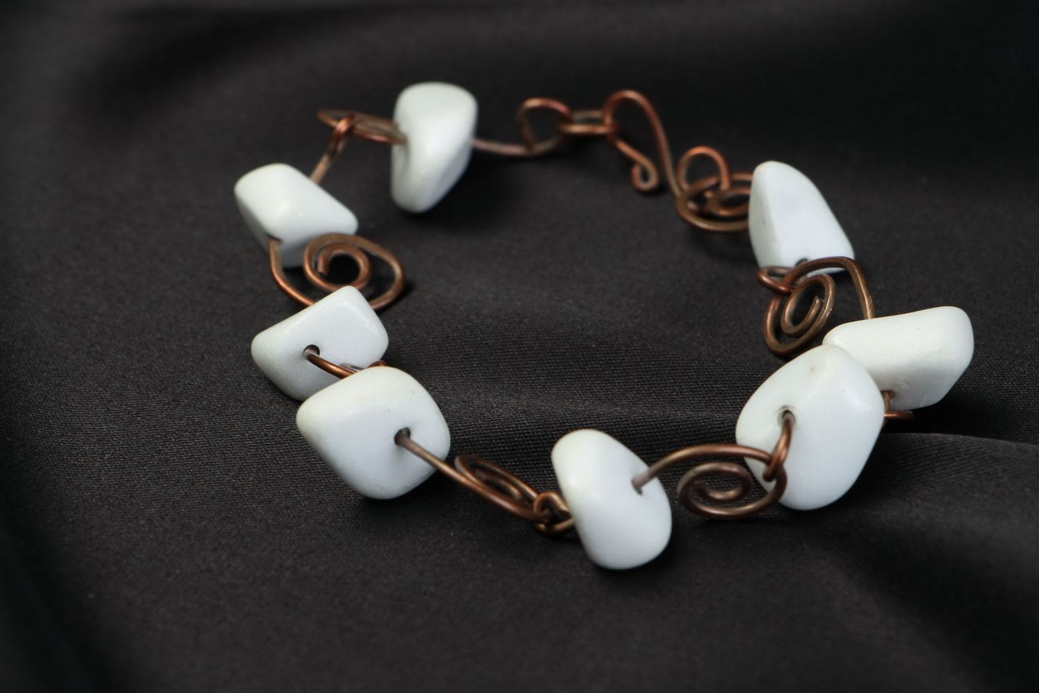 Copper Bracelet with Natural Stones photo 2