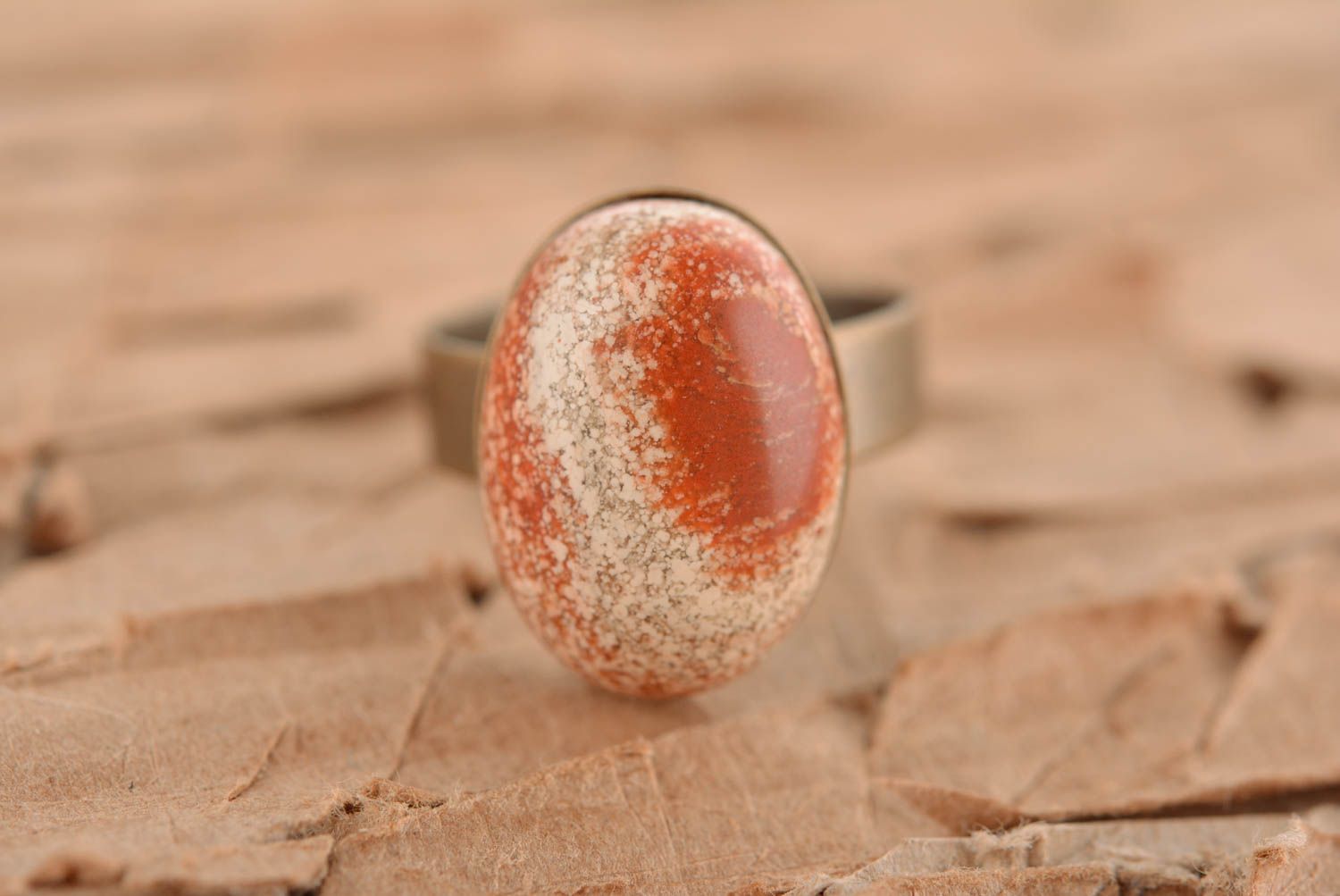 Ring mit Stein handgemacht Geschenk für Mädchen effektvoll Schmuck Ring foto 2
