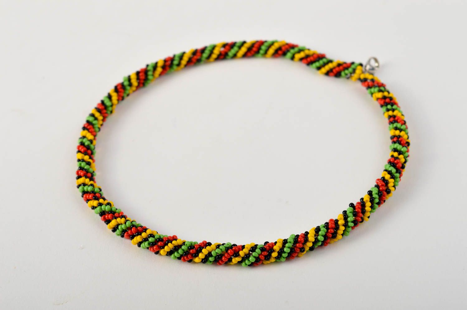 Bright handmade beaded necklace woven beaded cord necklace gifts for her photo 2