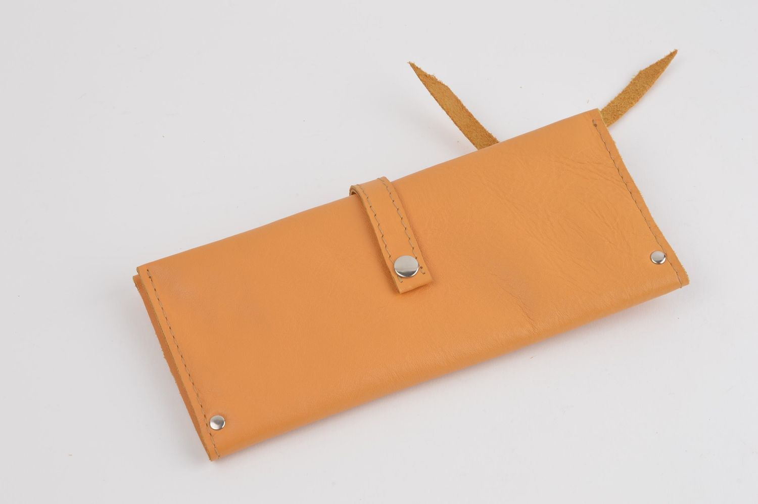 Handmade designer yellow wallet unusual leather wallet purse for women photo 3
