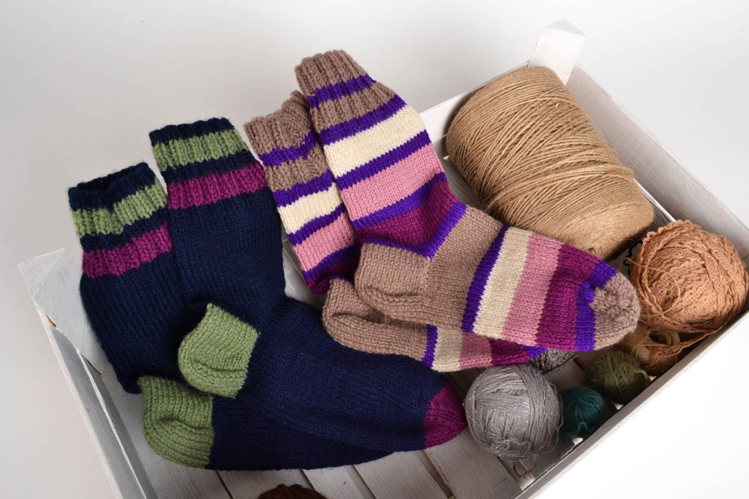 Knitted socks handmade woolen socks winter clothing 2 pairs womens woolen socks photo 1