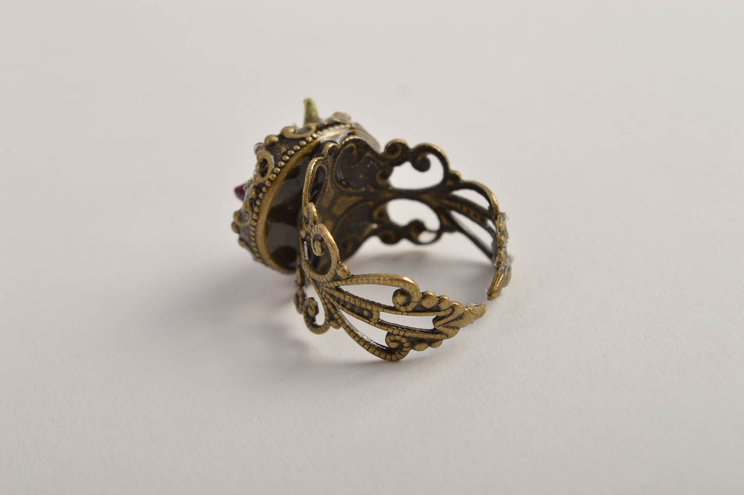 Кольцо ручной работы модное кольцо винтажное кольцо из эпоксидной смолы фото 3