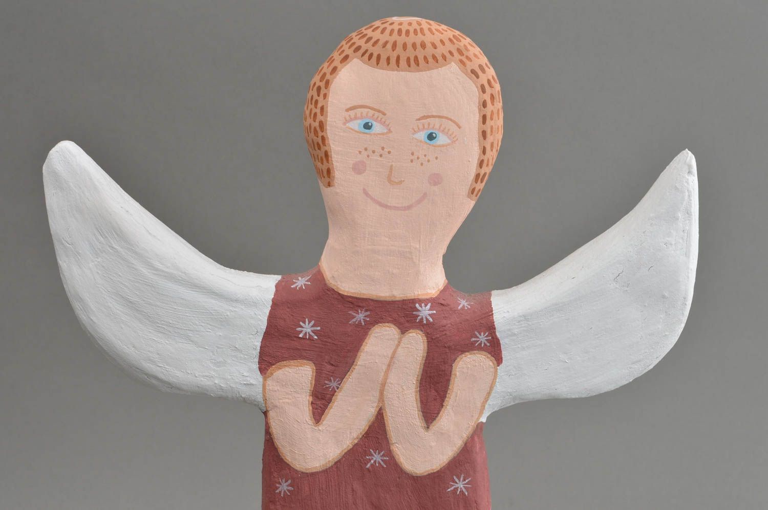 Schöne originelle Deko Figur aus Gips mit Bemalung in Form vom Engel handgemacht foto 4
