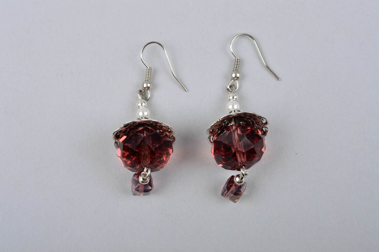 Handmade earrings crystal pendants beautiful designer women accessories  photo 3