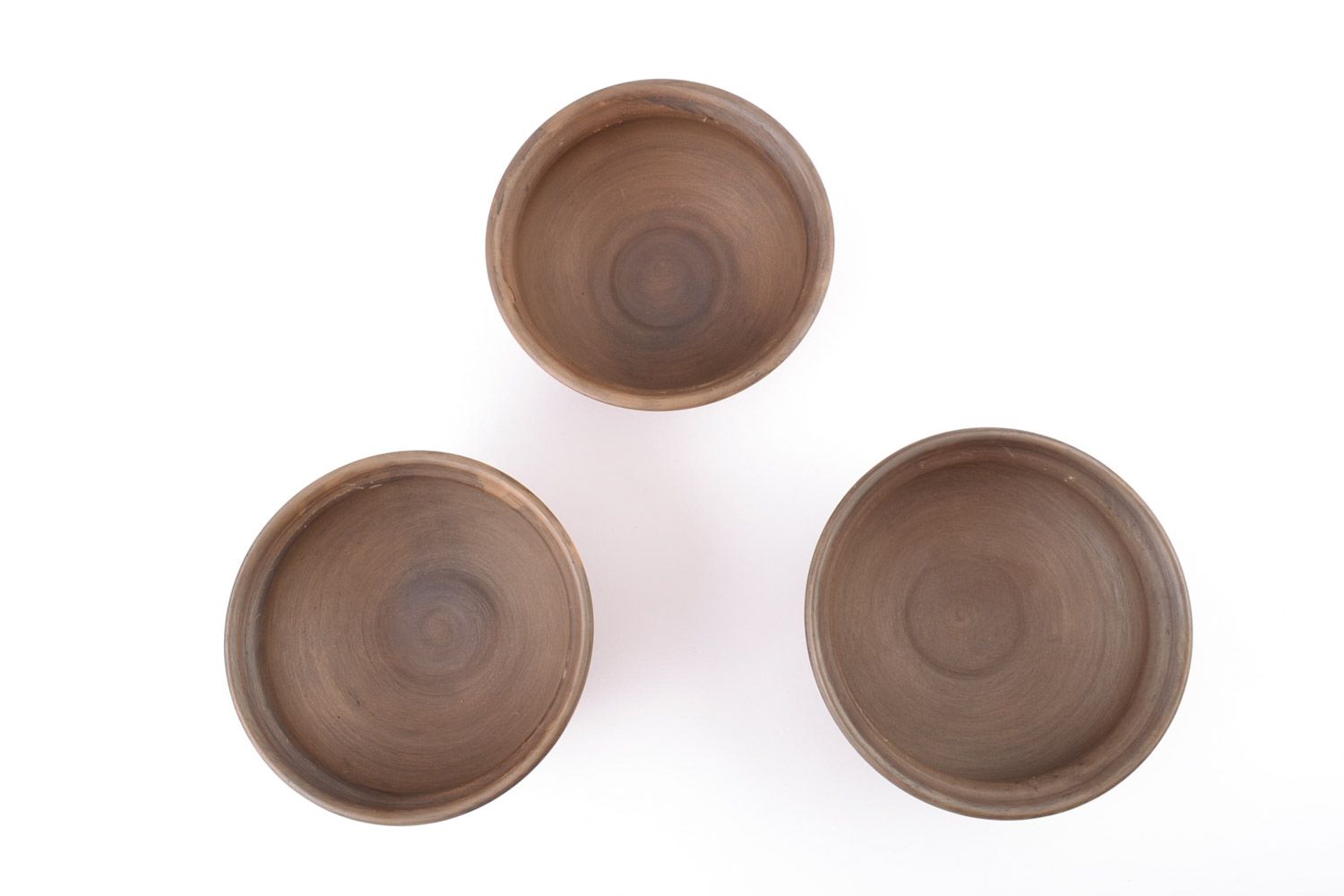 Clay bowl set of 3 pieces 250 ml beautiful brown hand made tableware photo 3