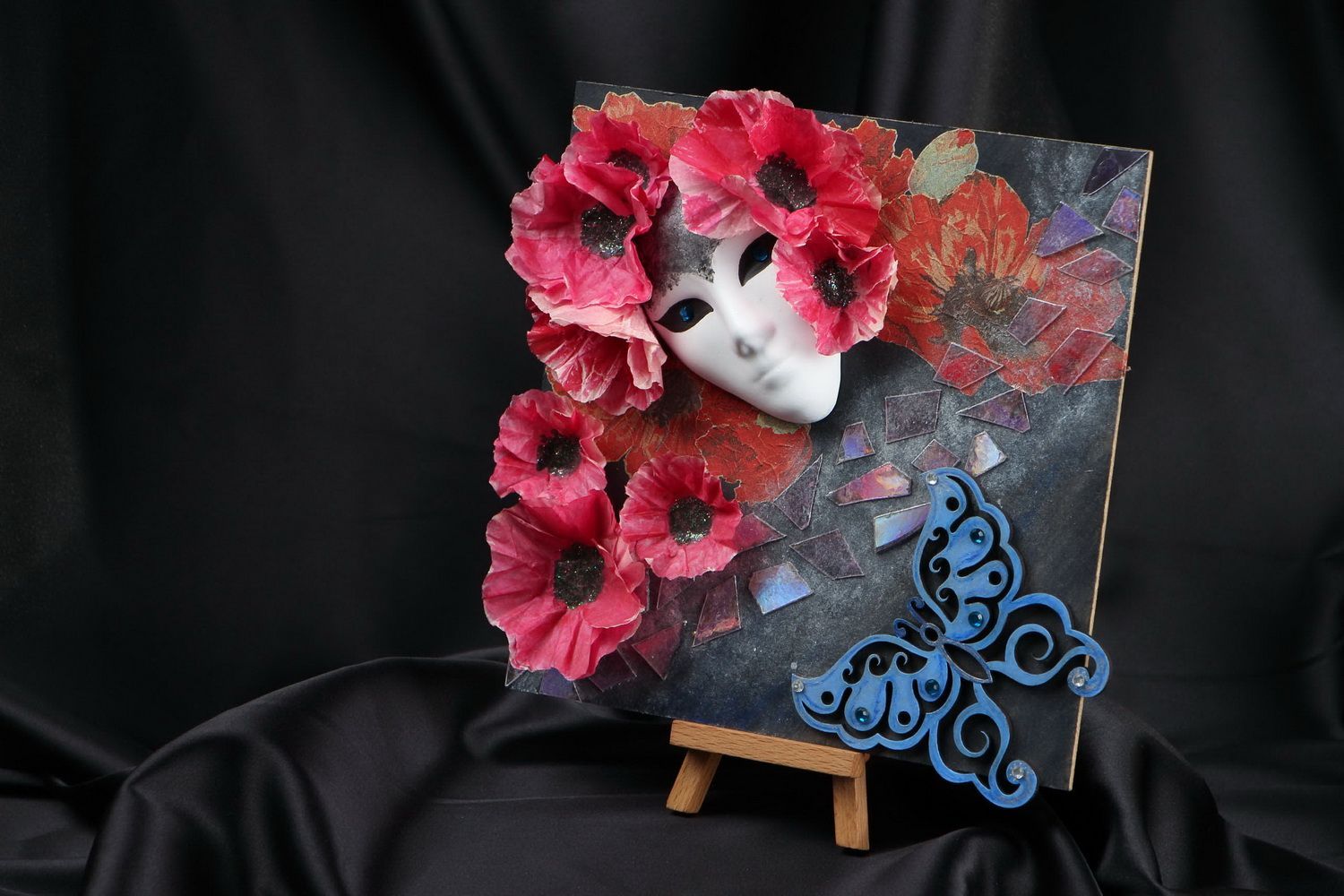 Handgemachtes Wandbild aus Gips mit Blumen Morpheus foto 1