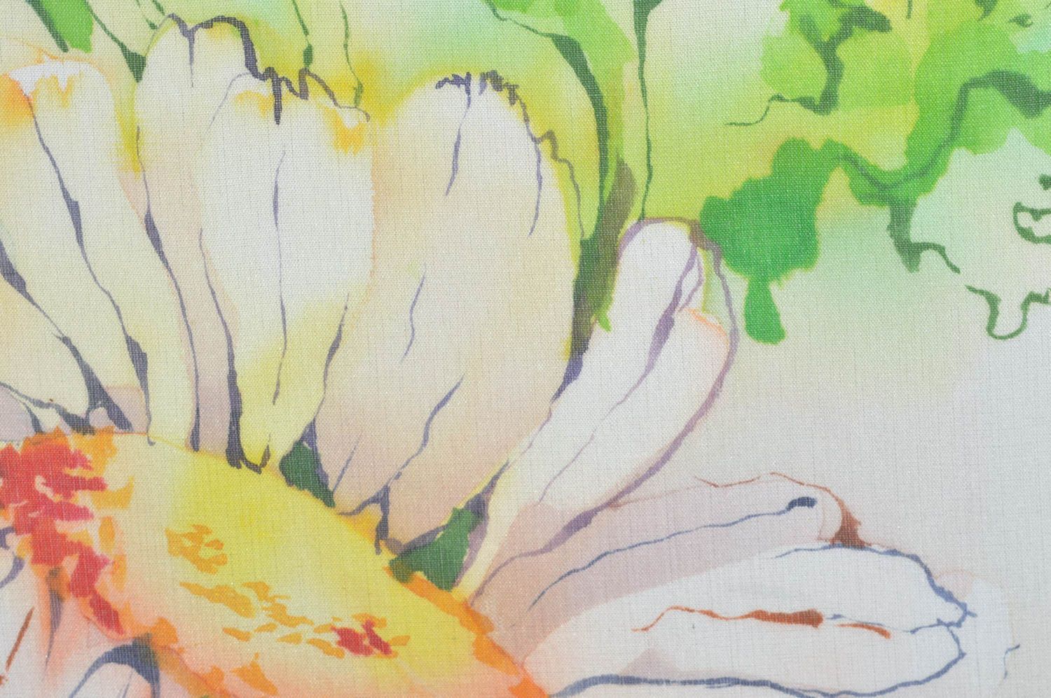 Картина с росписью по шелку красивая авторская ручной работы Утренние цветы фото 5