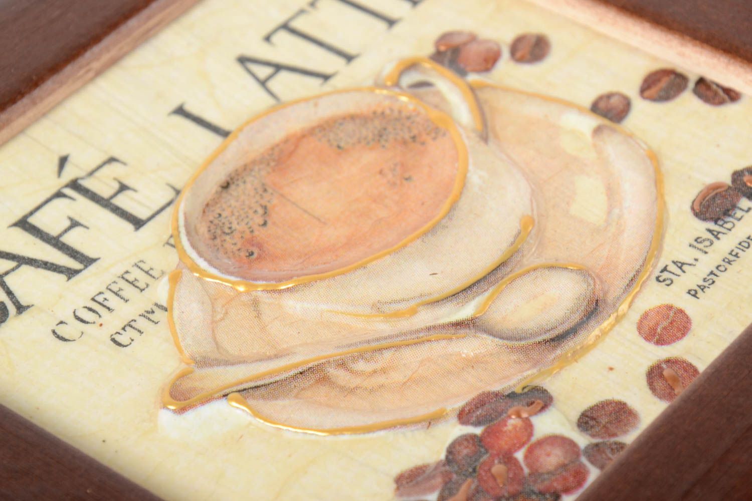 Tableau tasse de café Tableau mural fait main Décoration cuisine en bois photo 3