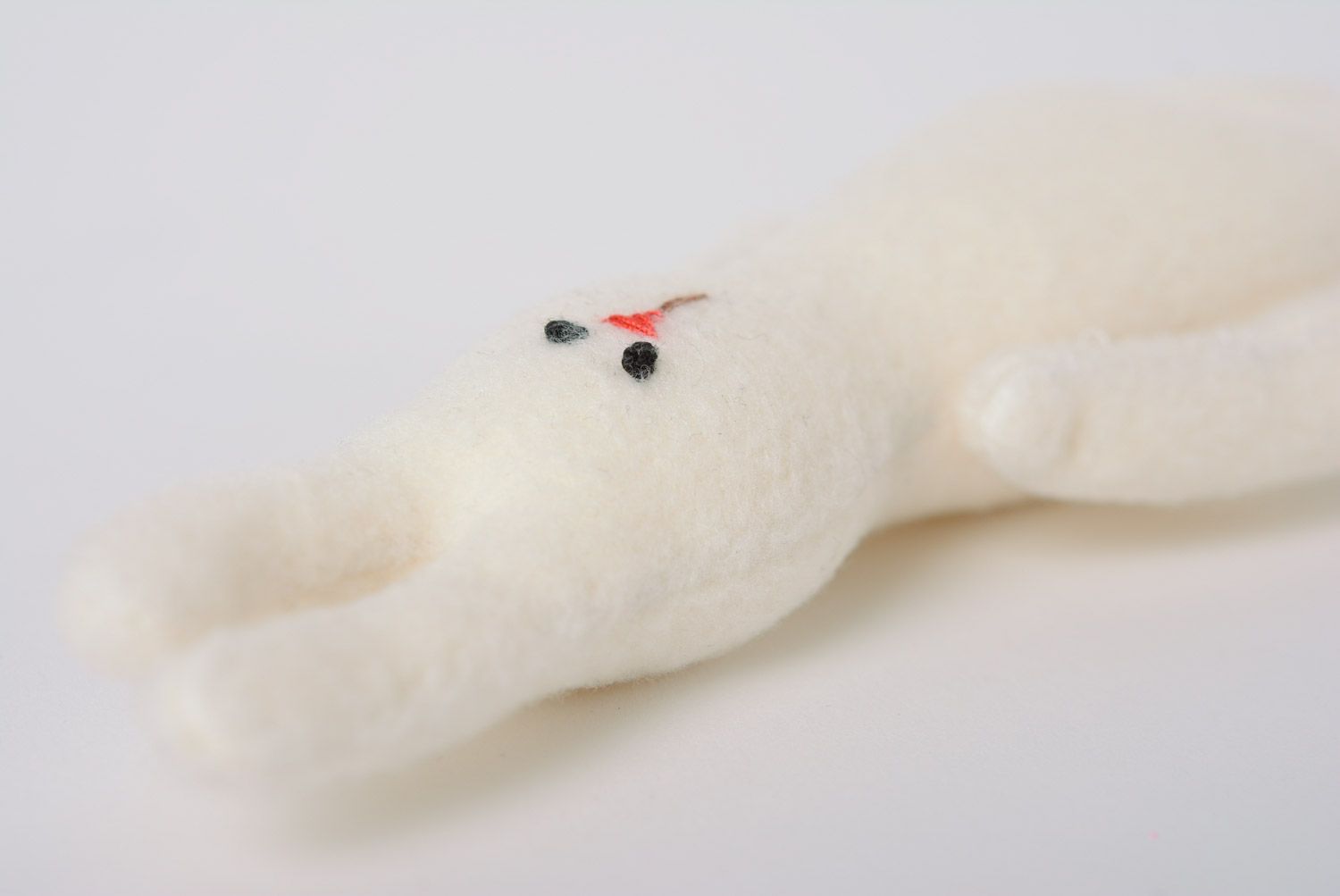 Small handmade soft toy sewn of flannelette fabric White Hare photo 5
