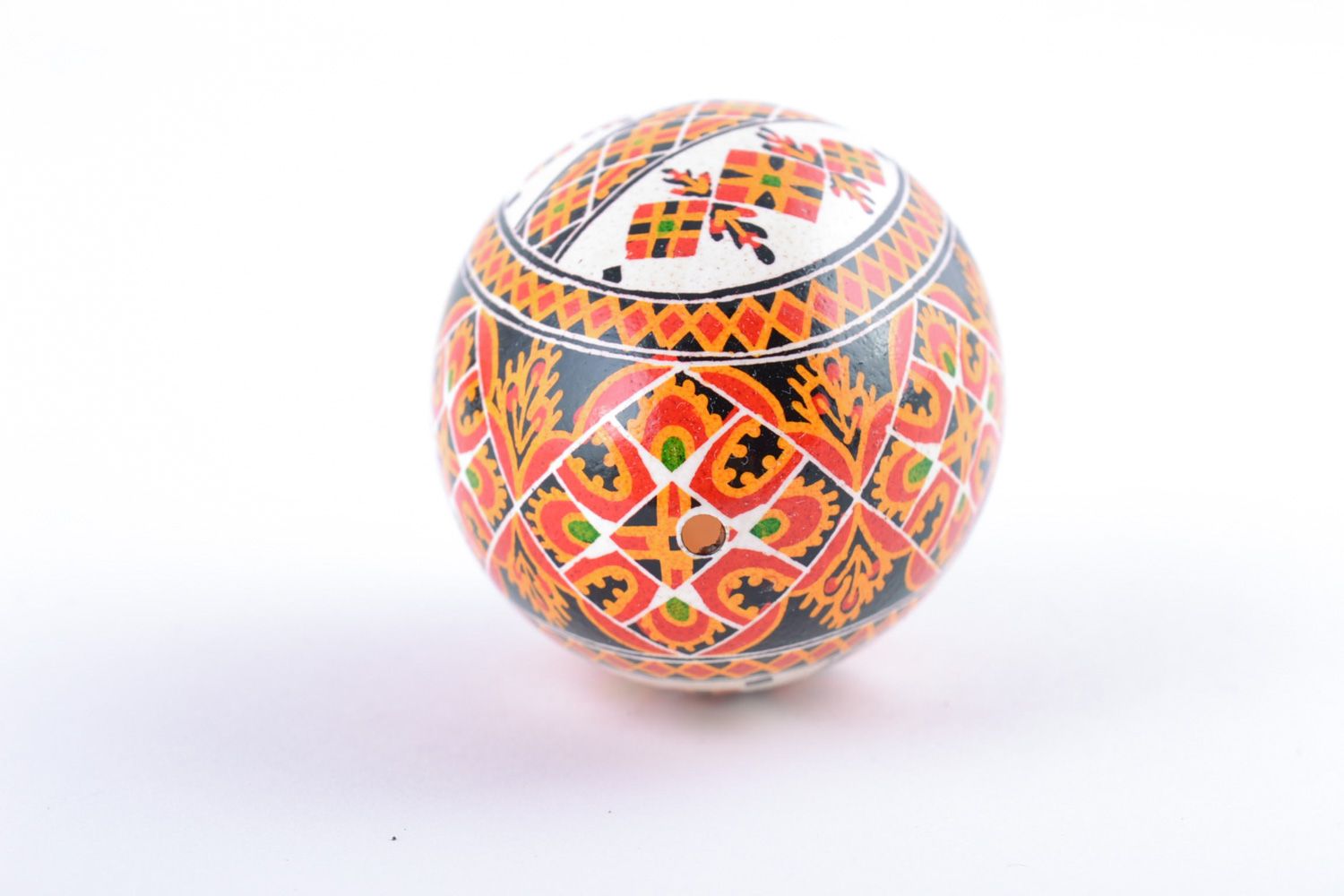Bright painted handmade Easter chicken egg with beautiful patterns photo 5