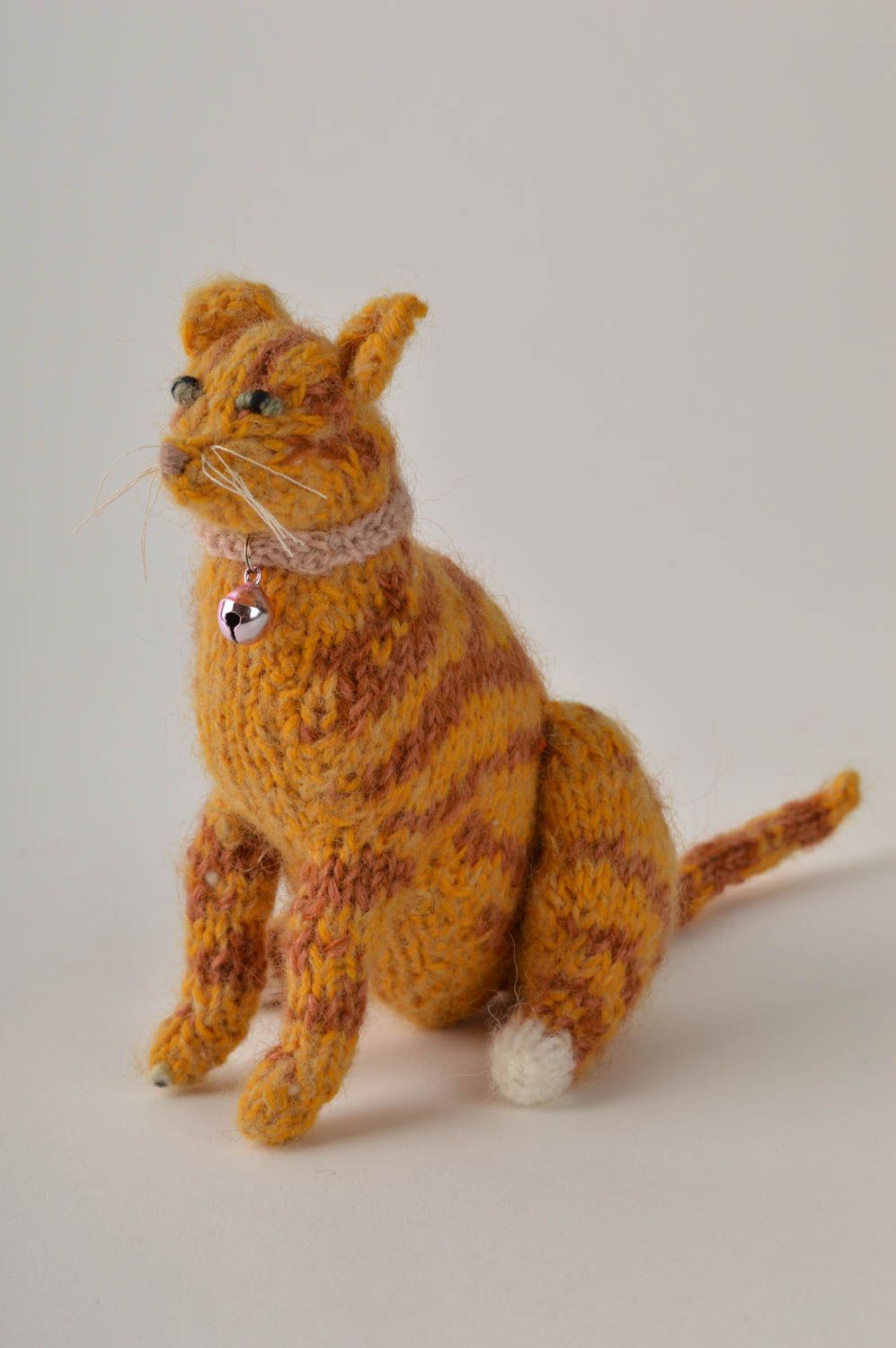 Peluche chat roux Jouet fait main tricoté en mohair Cadeau pour enfant photo 2