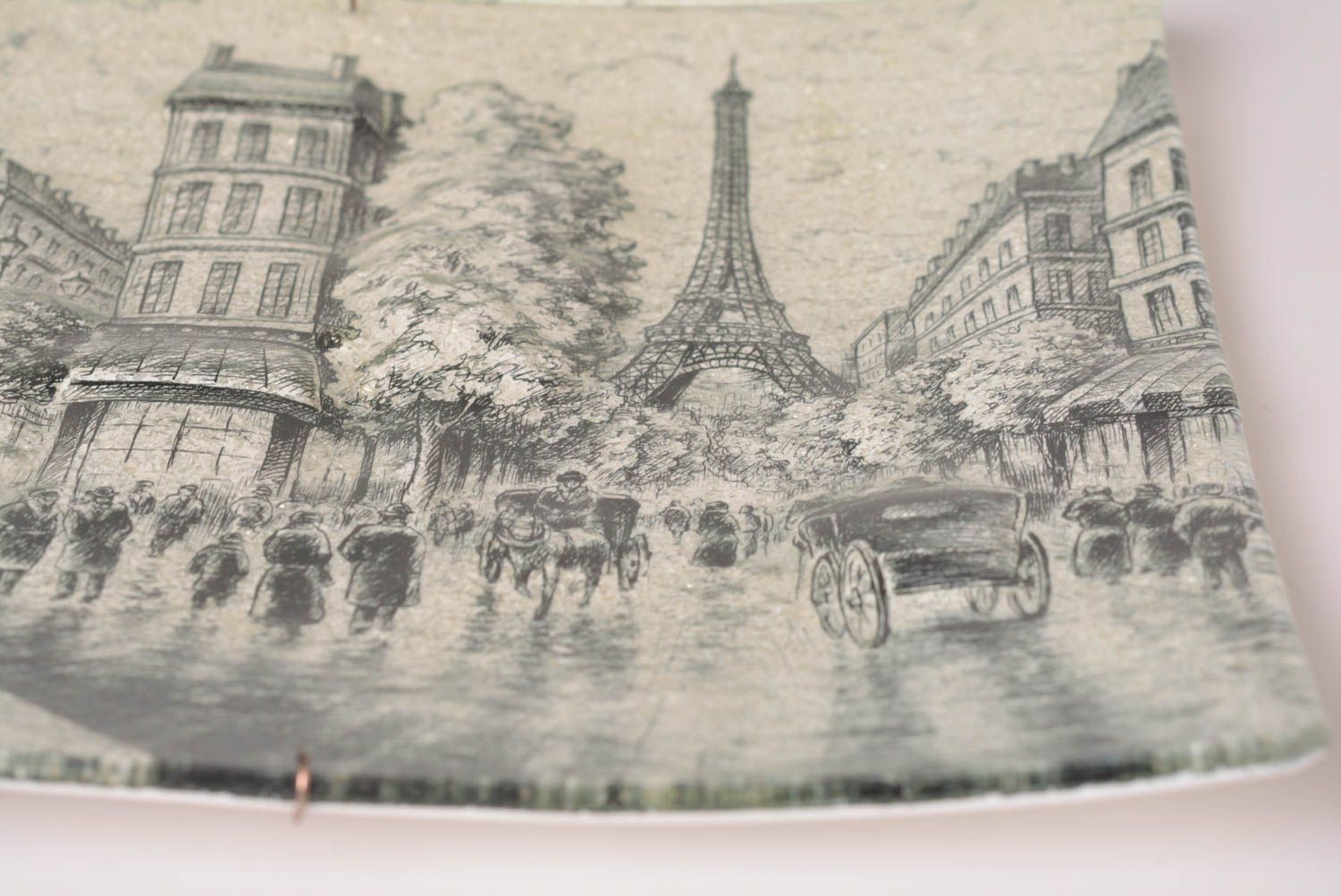 Стеклянная тарелка хэнд мэйд декор для дома панно на стену фреска Париж фото 4