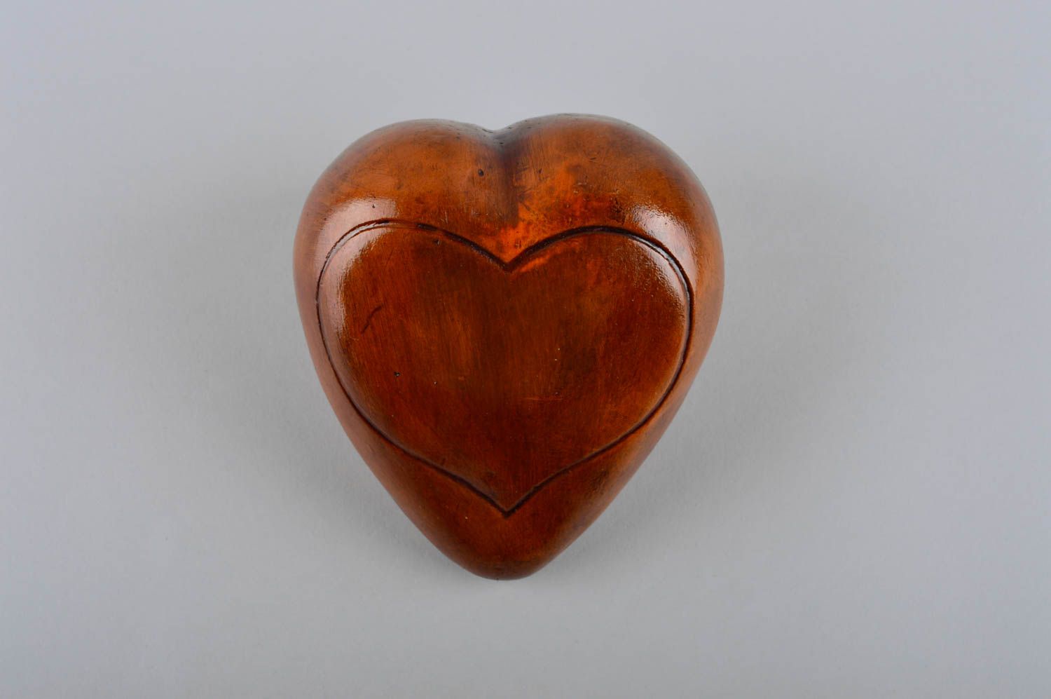 Statuetta cuore in argilla fatta a mano figurina decorativa in ceramica 
 foto 2