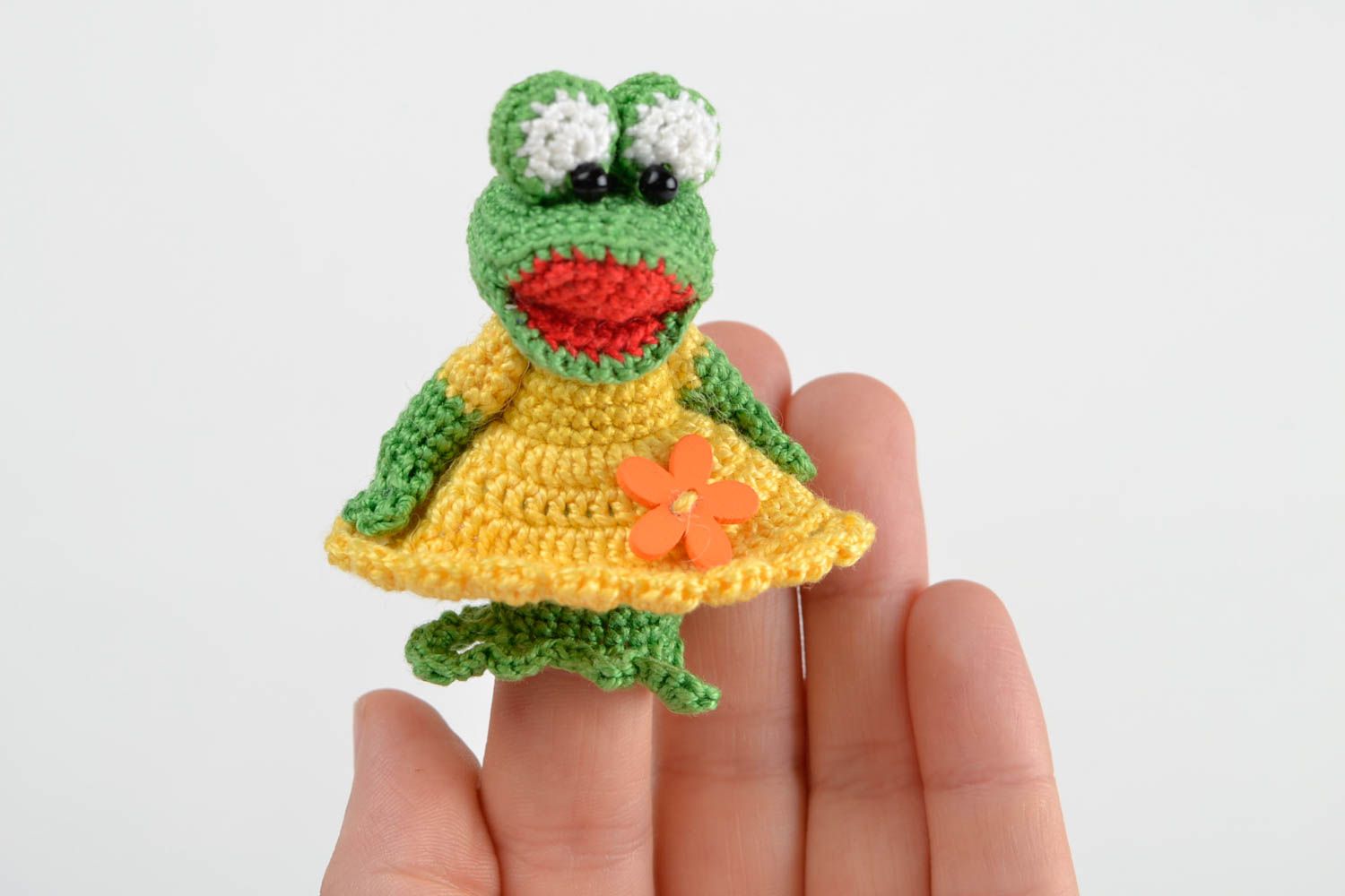 Handmade Kleinkinder Spielzeug Finger Puppe Kuscheltier Frosch Designer Geschenk foto 2