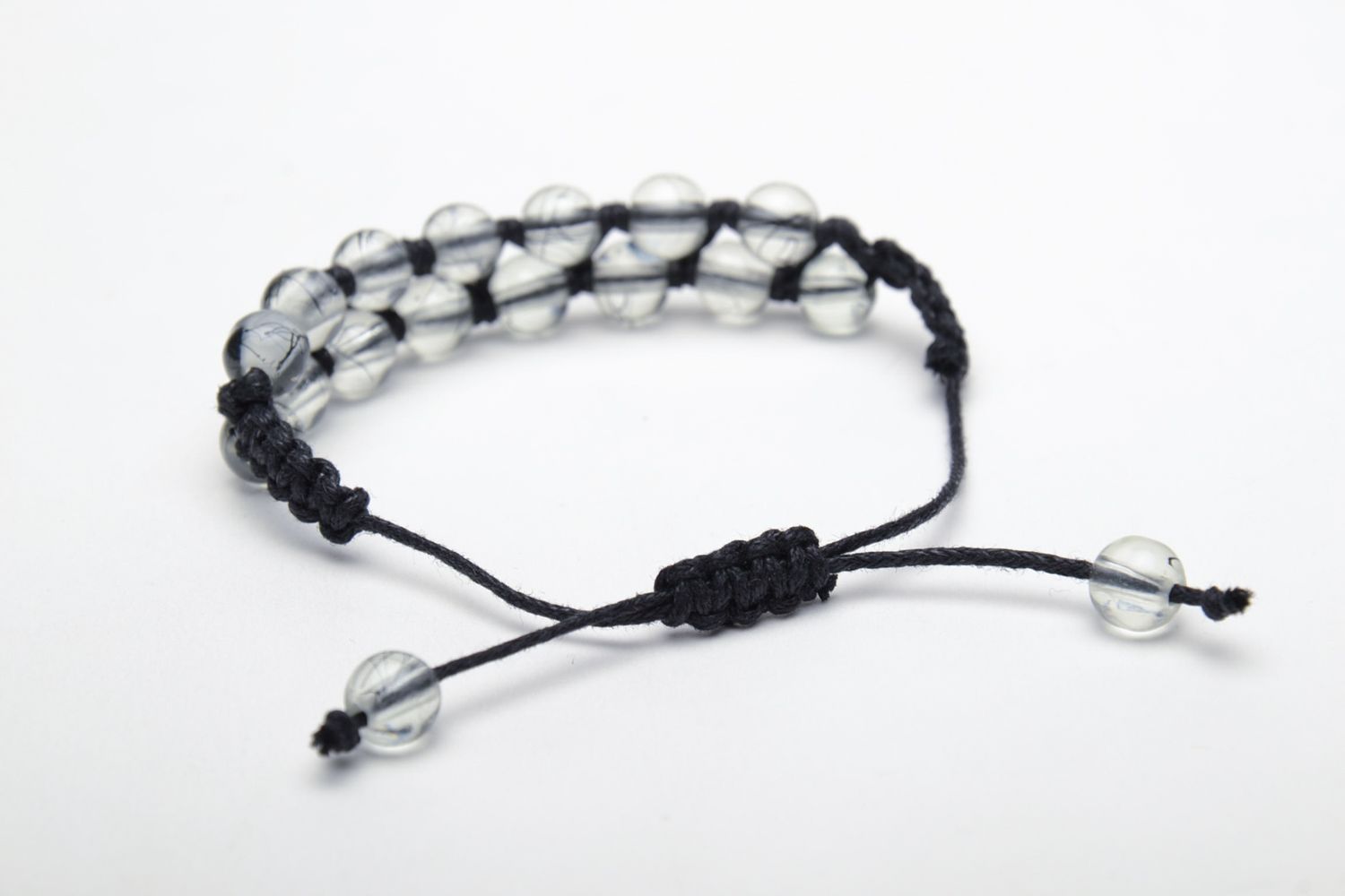 Bracelet en perles de verre transparentes tressé de lacet pour femme fait main photo 4