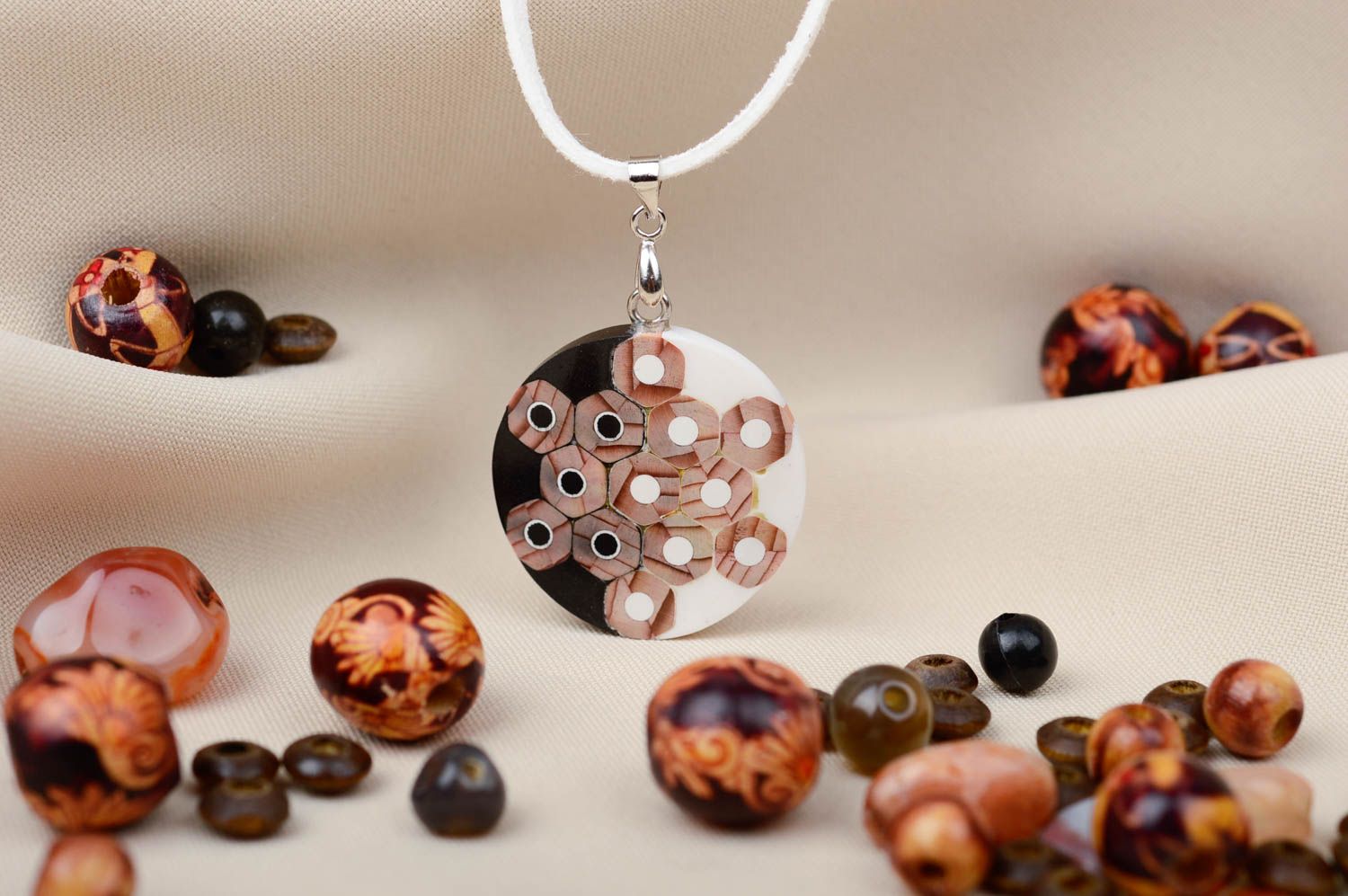 Handmade pendant unusual gift designer jewelry wooden pendant gift for her photo 1