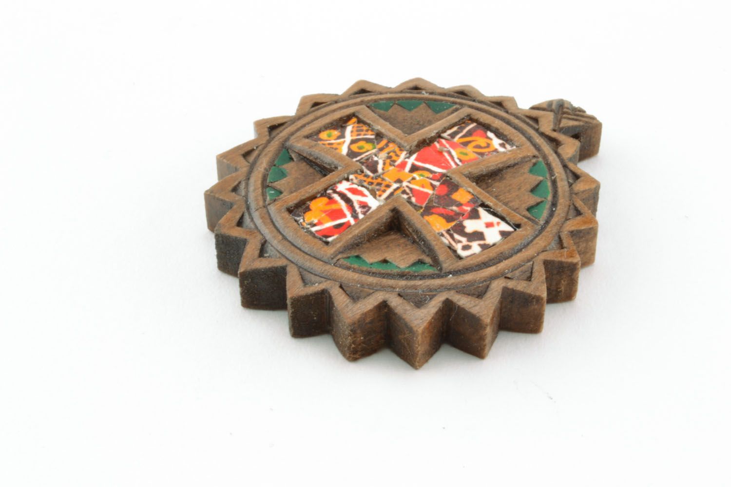 Carved pear wood cross photo 1