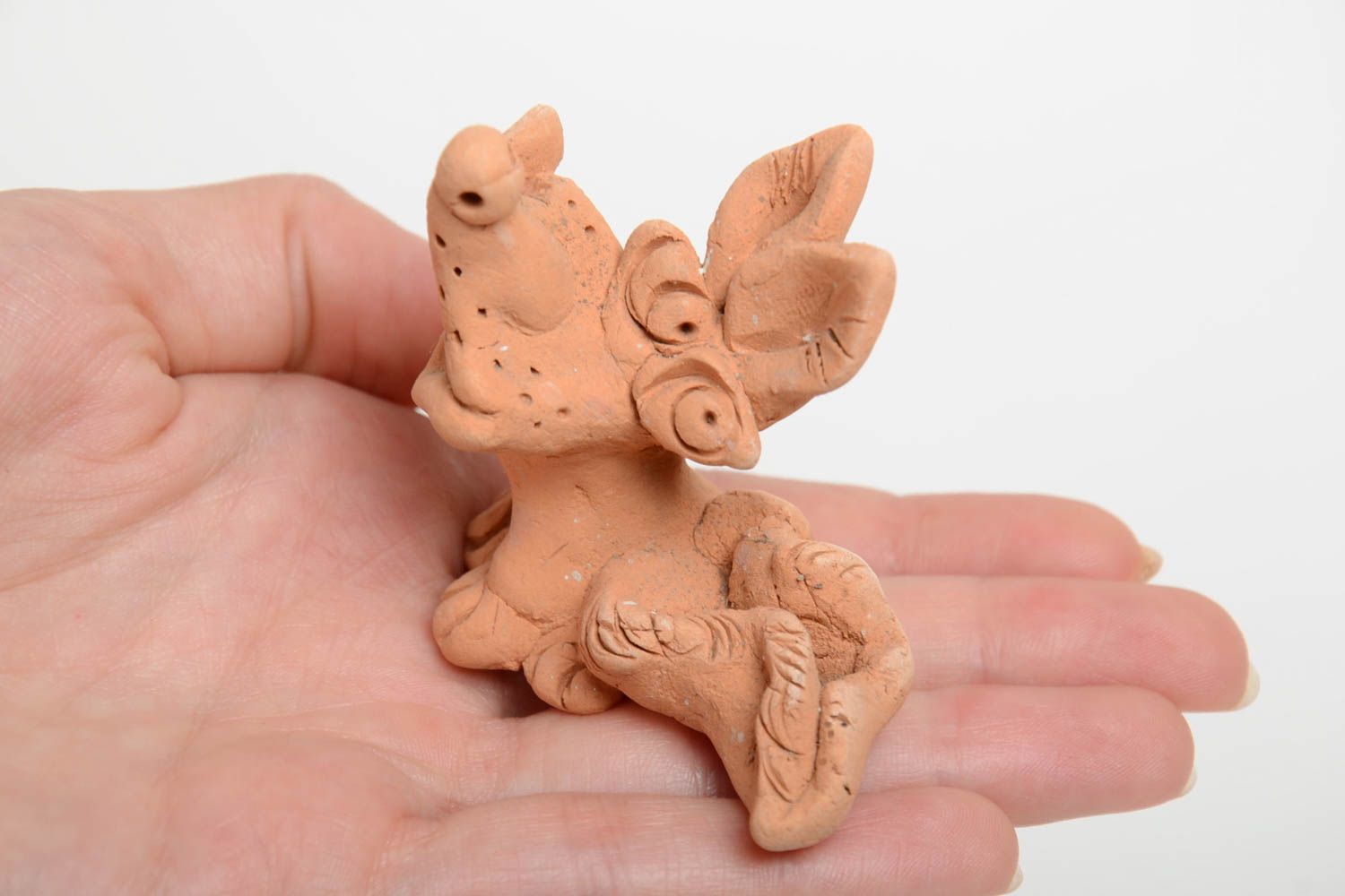 Figurine chien en terre cuite faite main beige décorative originale cadeau photo 5