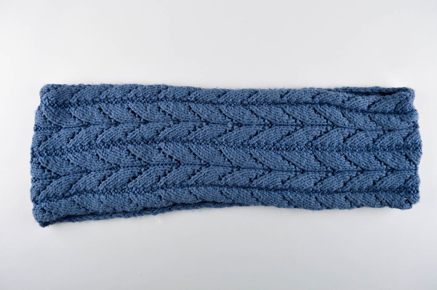 Handmade knitted blue scarf unusual winter accessory warm designer scarf photo 2