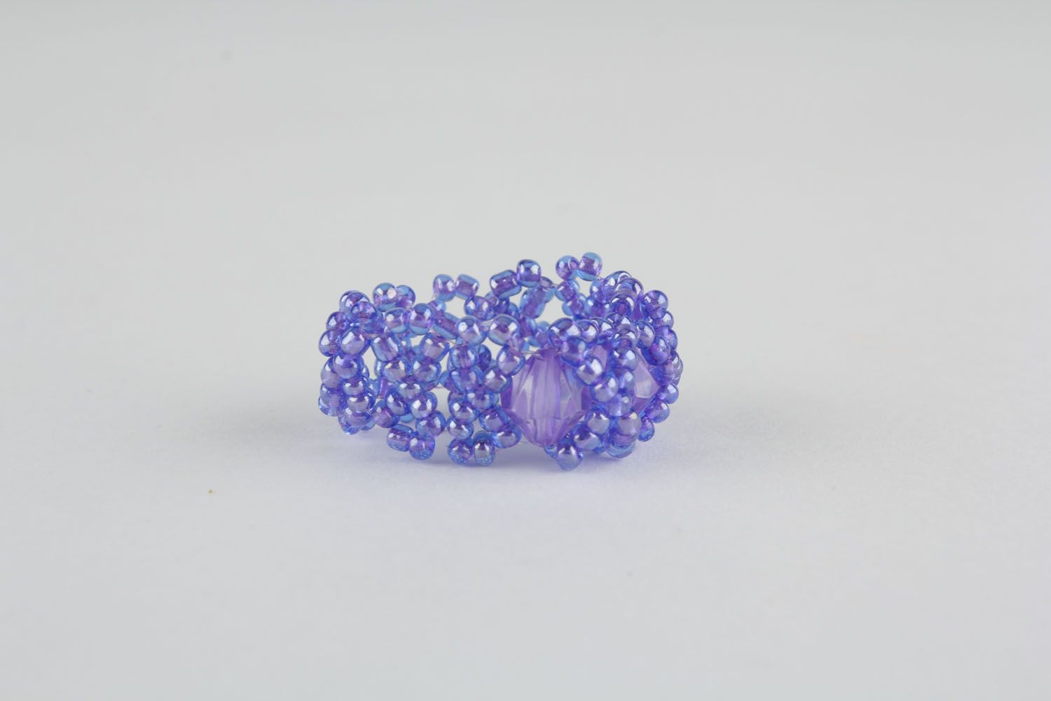 Bague de perles de rocaille violettes photo 3