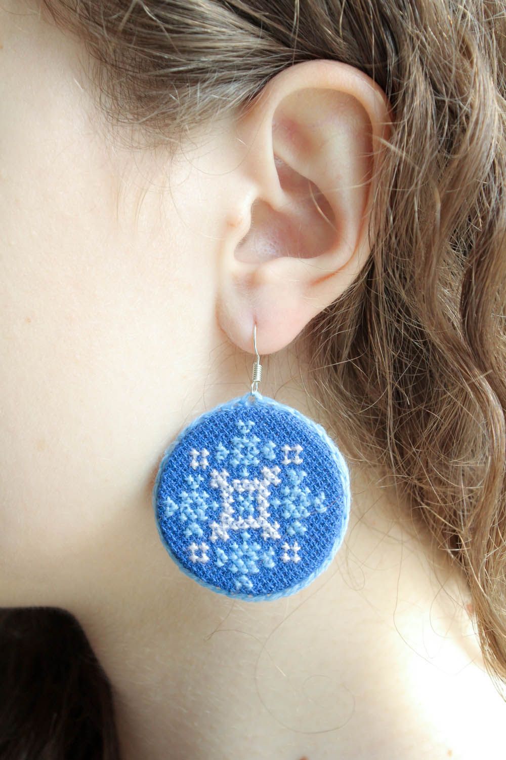 Earrings with handmade embroidery photo 1