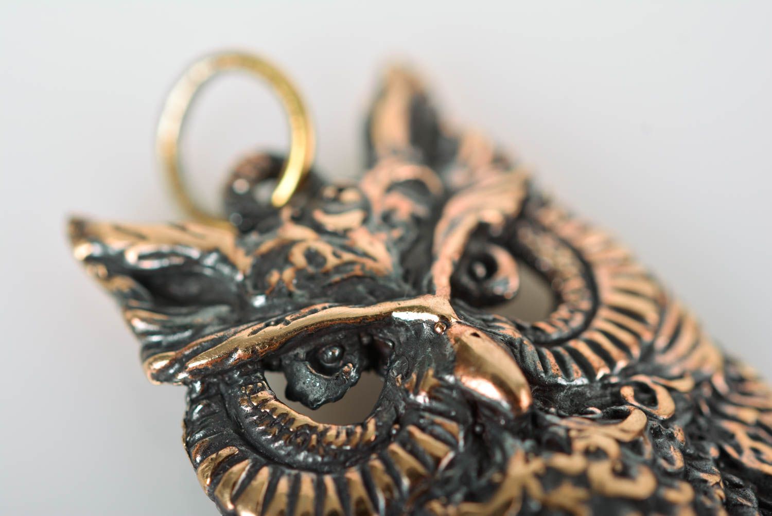 Pendentif en métal Bijou fait main hibou en bronze design Accessoire femme photo 3