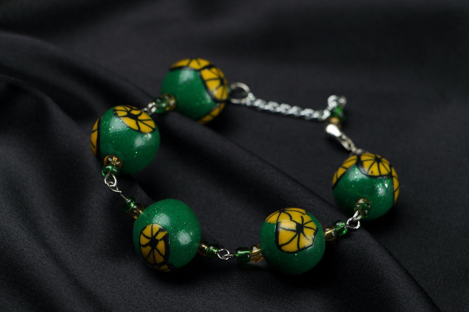 Bracelet en argile polymère vert Citrons  photo 1