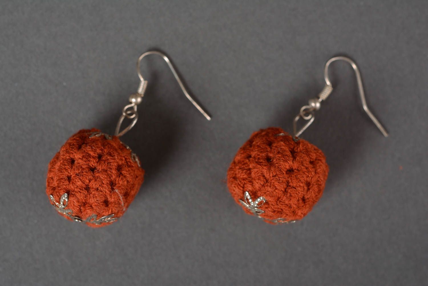 Handmade crochet earrings long earrings with charms crochet accessory  photo 4