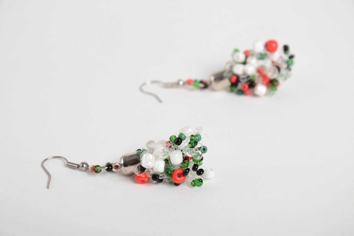 Handmade designer beaded earrings unusual trendy jewelry dangling earrings photo 3