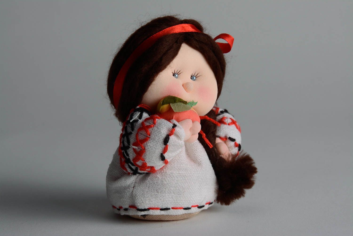 Textile doll Mari in embroidered shirt photo 1