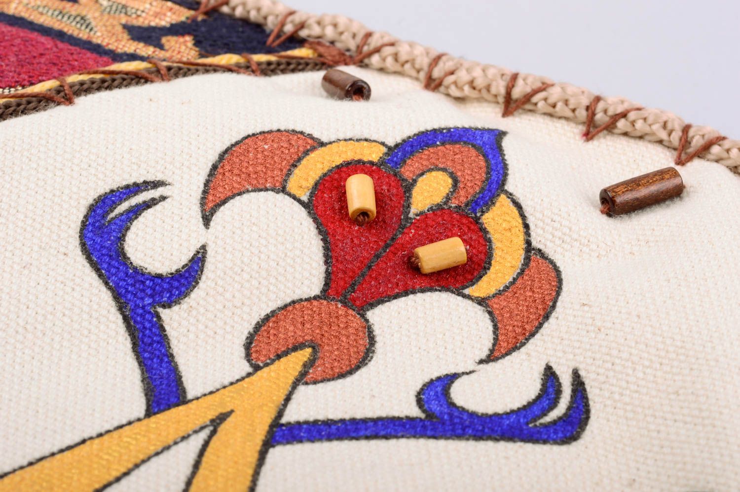Bolso de tela artesanal accesorio de mujer regalo original pintado con ornamento foto 4