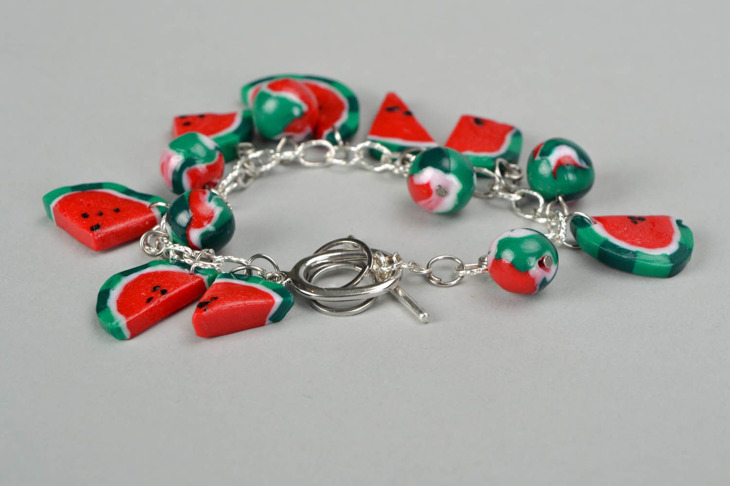 Polymer clay bracelet Water-melons photo 4