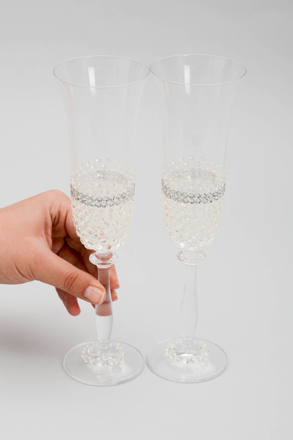 Copas de novios hechas a mano de cristal detalles de boda regalo original foto 5