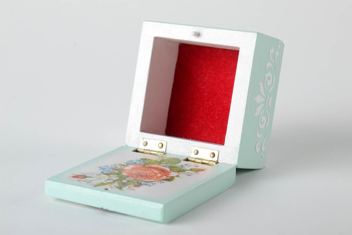 Boîte à bijoux faite main Coffret à bijoux serviettage carré petit Cadeau femme photo 4