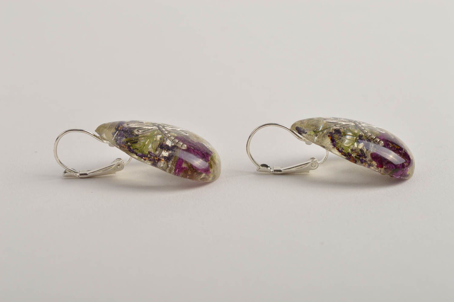 Handmade stylish earrings with charms epoxy resin jewelry elegant cute earrings photo 4
