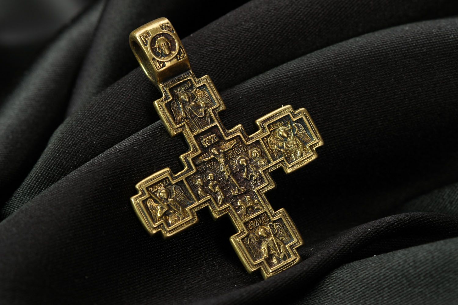 Двухсторонний бронзовый крест фото 1