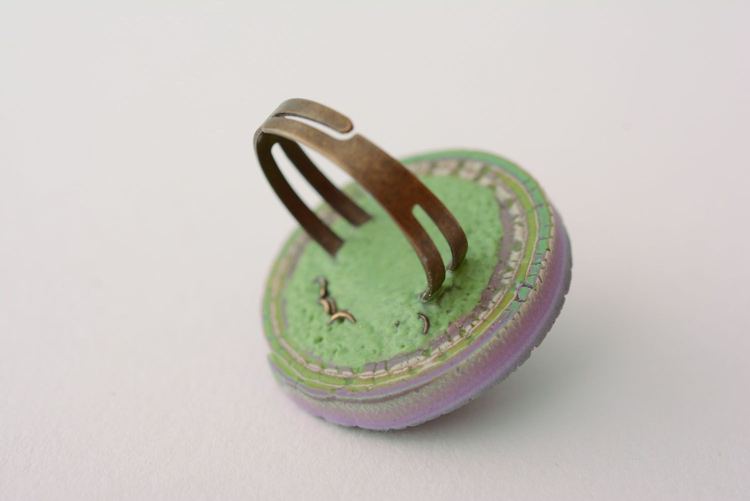 Кольцо из полимерной глины Фиолетовая дымка фото 5