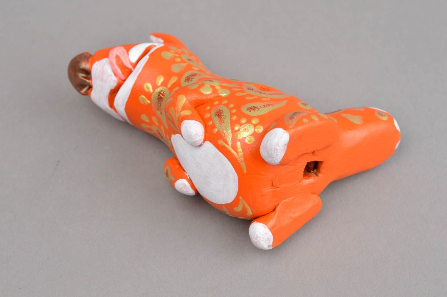 Sifflet jouet fait main Instrument de musique Figurine renard en céramique photo 4