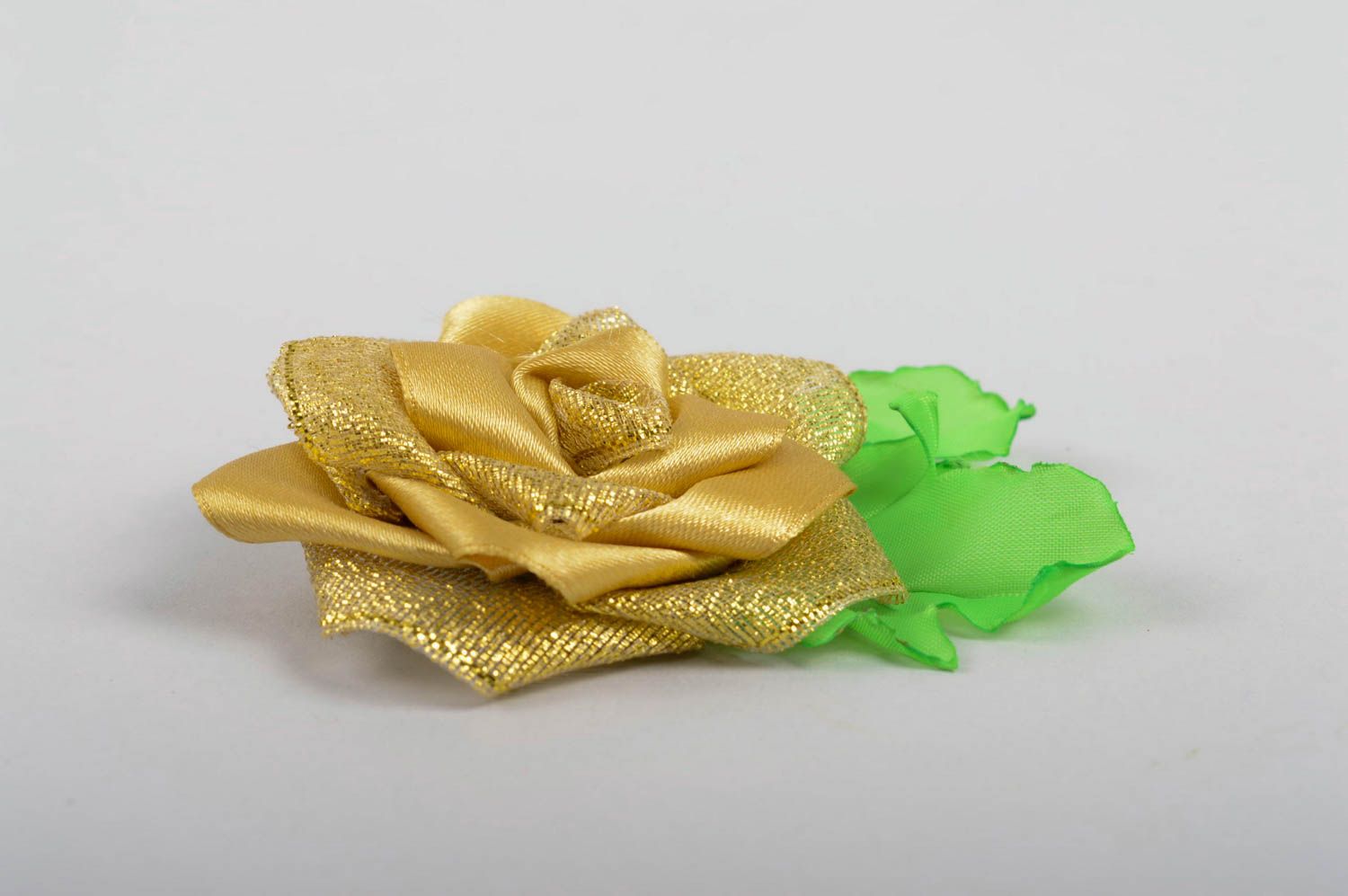 Goldfarbene Blume Haarspange handgemachter Schmuck Accessoire für Mädchen grell  foto 3