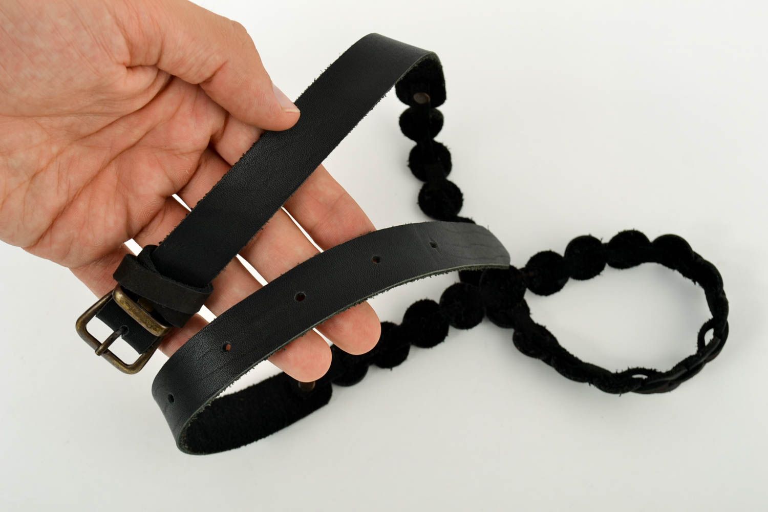 Handmade Damen Gürtel Accessoire für Frauen Gürtel aus Leder schwarz stilvoll foto 5