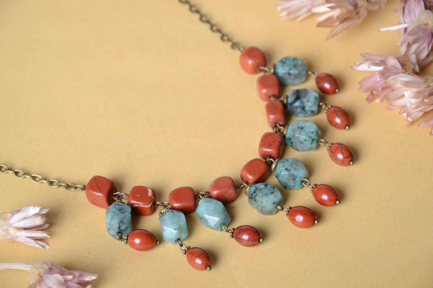 Handmade unusual necklace designer elegant jewelry natural stone necklace photo 1
