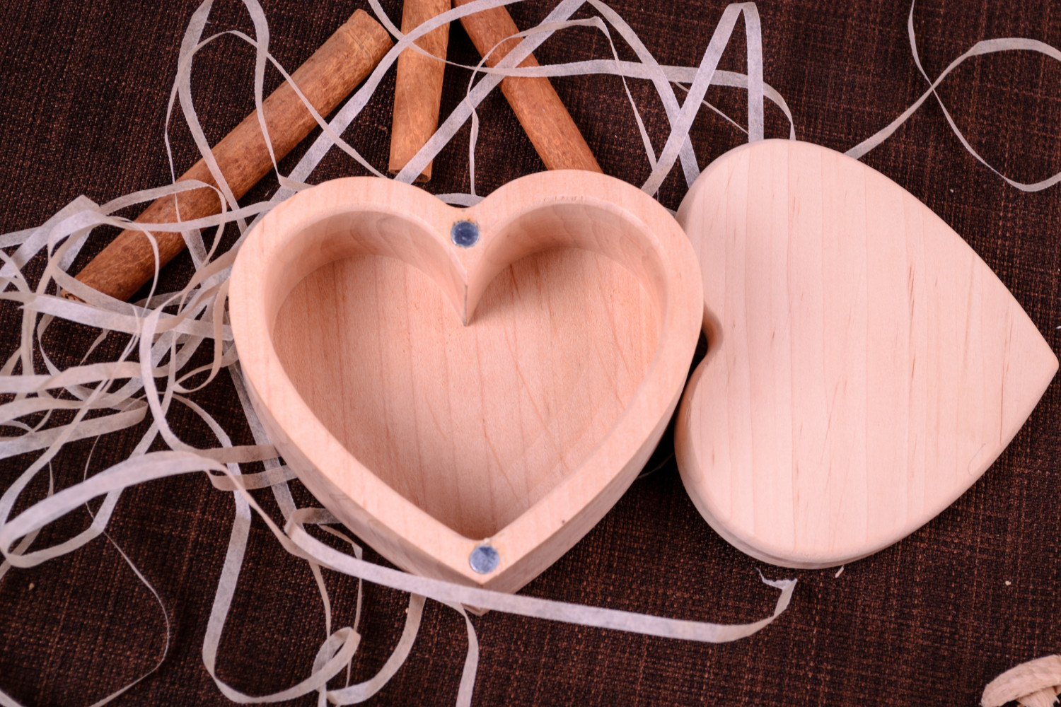Wooden blank box in the shape of heart handmade jewelry box home decor photo 1