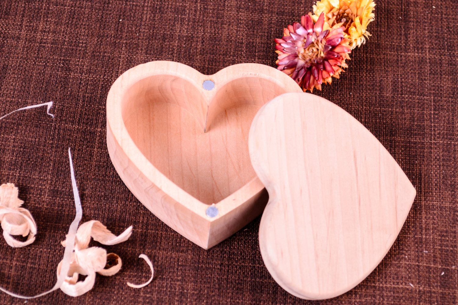 Wooden blank box in the shape of heart handmade jewelry box home decor photo 2