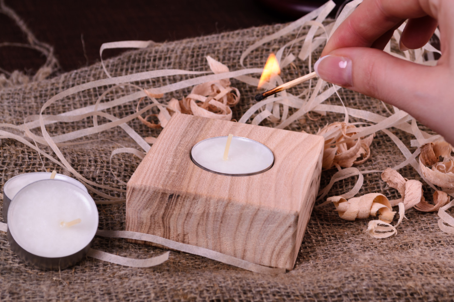 Handmade wooden candlestick designer candle holder home decor ideas photo 1