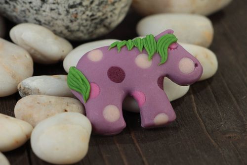 Handmade lilac molded polymer clay brooch for children and women - MADEheart.com