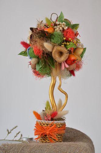 Дерево ручной работы топиарий из искусственных цветов декор на стол осенний - MADEheart.com