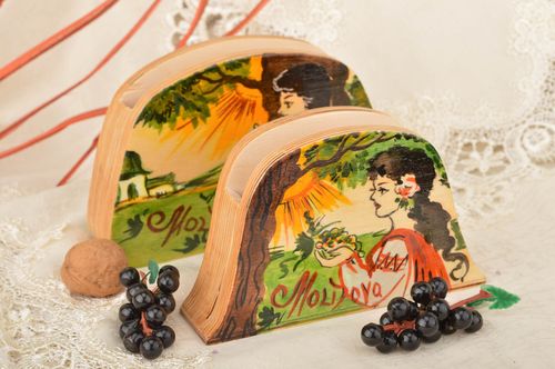 Set of handmade plywood napkin holders 2 pieces with designer painting - MADEheart.com